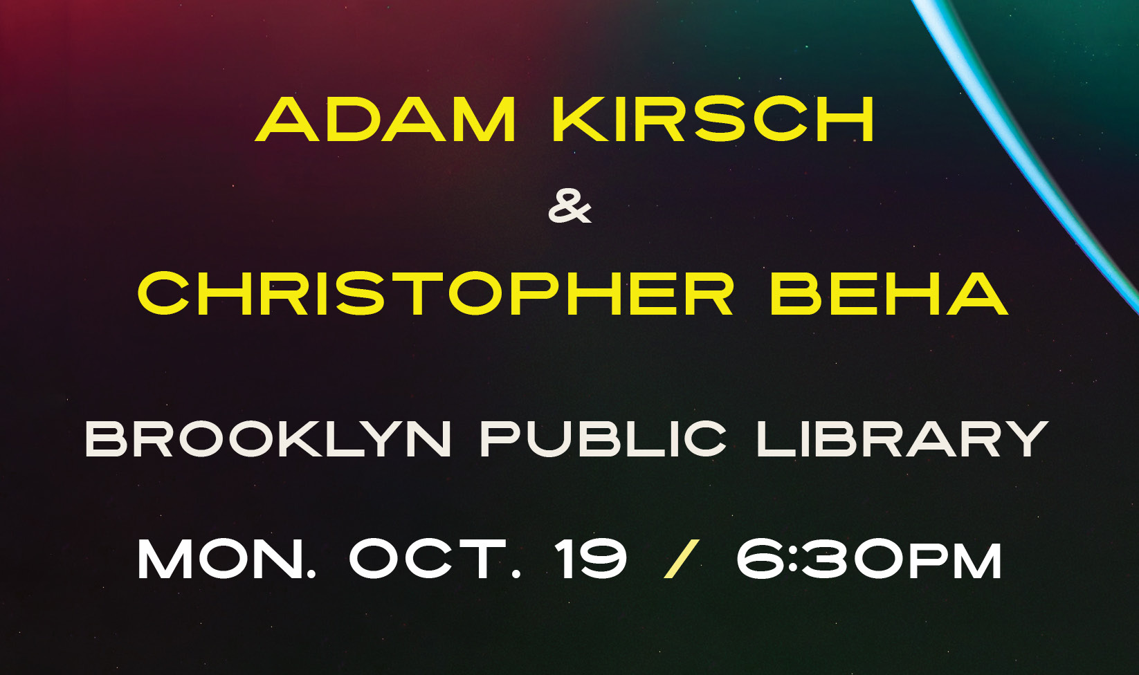 Adam Kirsch at the Brooklyn Public Library